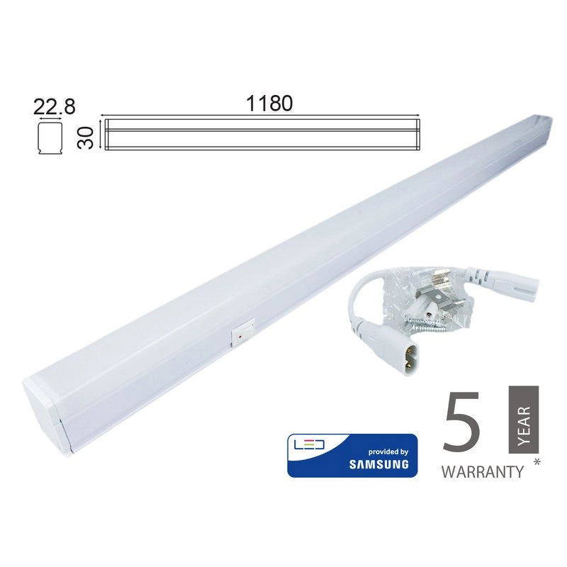Plafoniera Tubo Led T5 120cm 16W Neutro 4000K Lineare Raccordabile Allungabile Chip Smd Samsung SKU-21696