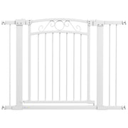 Porta per Cani Regolabile 76-104 cm con Estensioni ¨C Zephmum ¨C Bianco