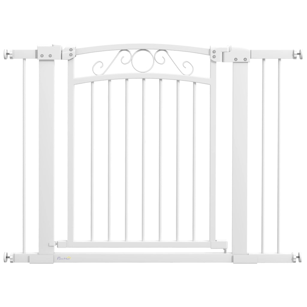 Porta per Cani Regolabile 76-104 cm con Estensioni ¨C Zephmum ¨C Bianco