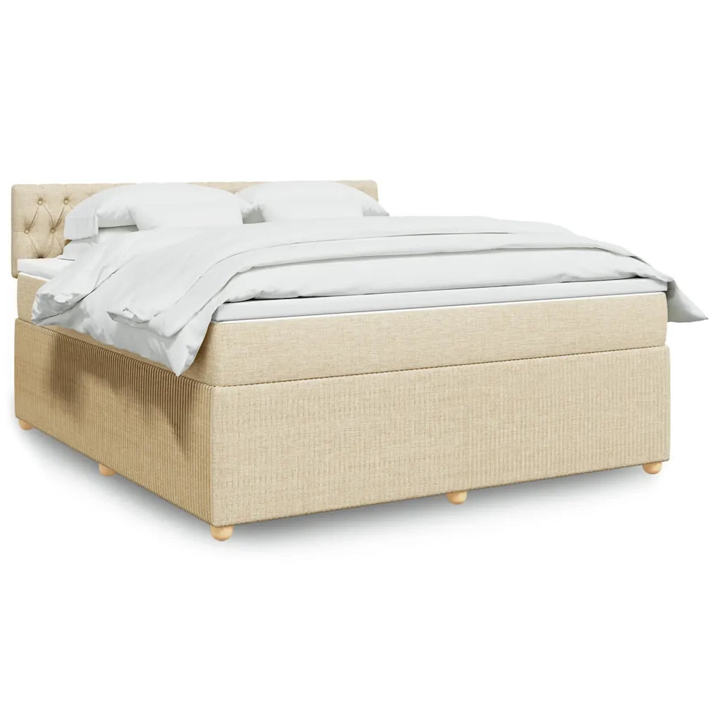 vidaXL Giroletto a Molle con Materasso Crema 180x200 cm in Tessuto
