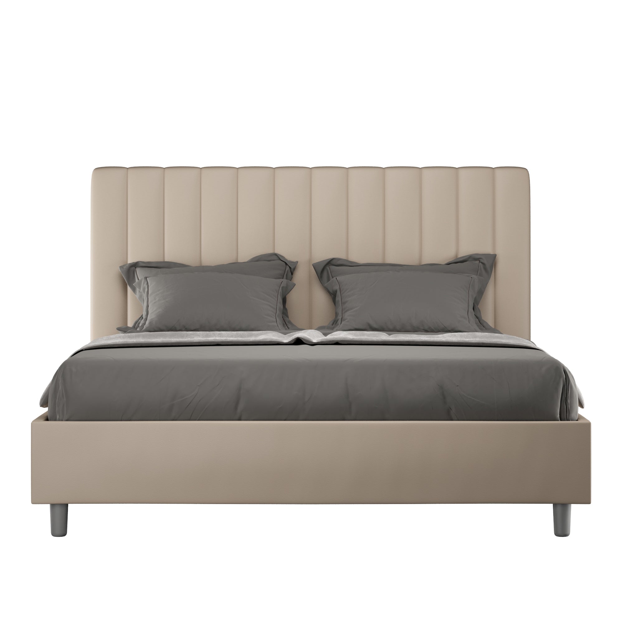 Letto Matrimoniale Francese 140x190 cm con Rete e Contenitore Agueda Tortora