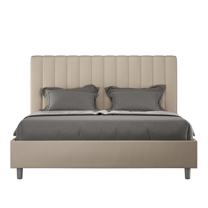 Letto Matrimoniale Francese 140x200 cm con Rete e Contenitore Agueda Tortora