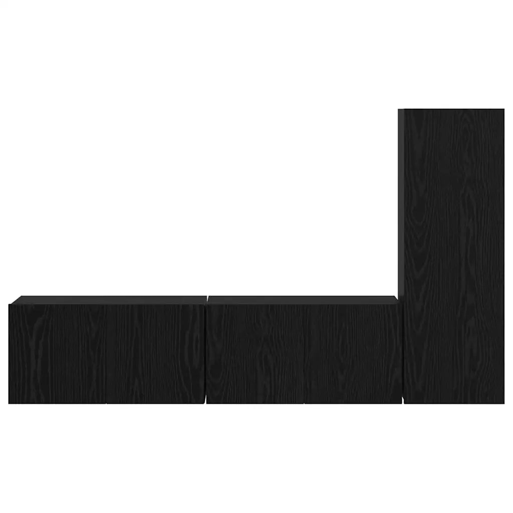 Set mobile TV 3 pz-Set di 3 Credenza per TV Rovere Nero Legno multistrato 221611