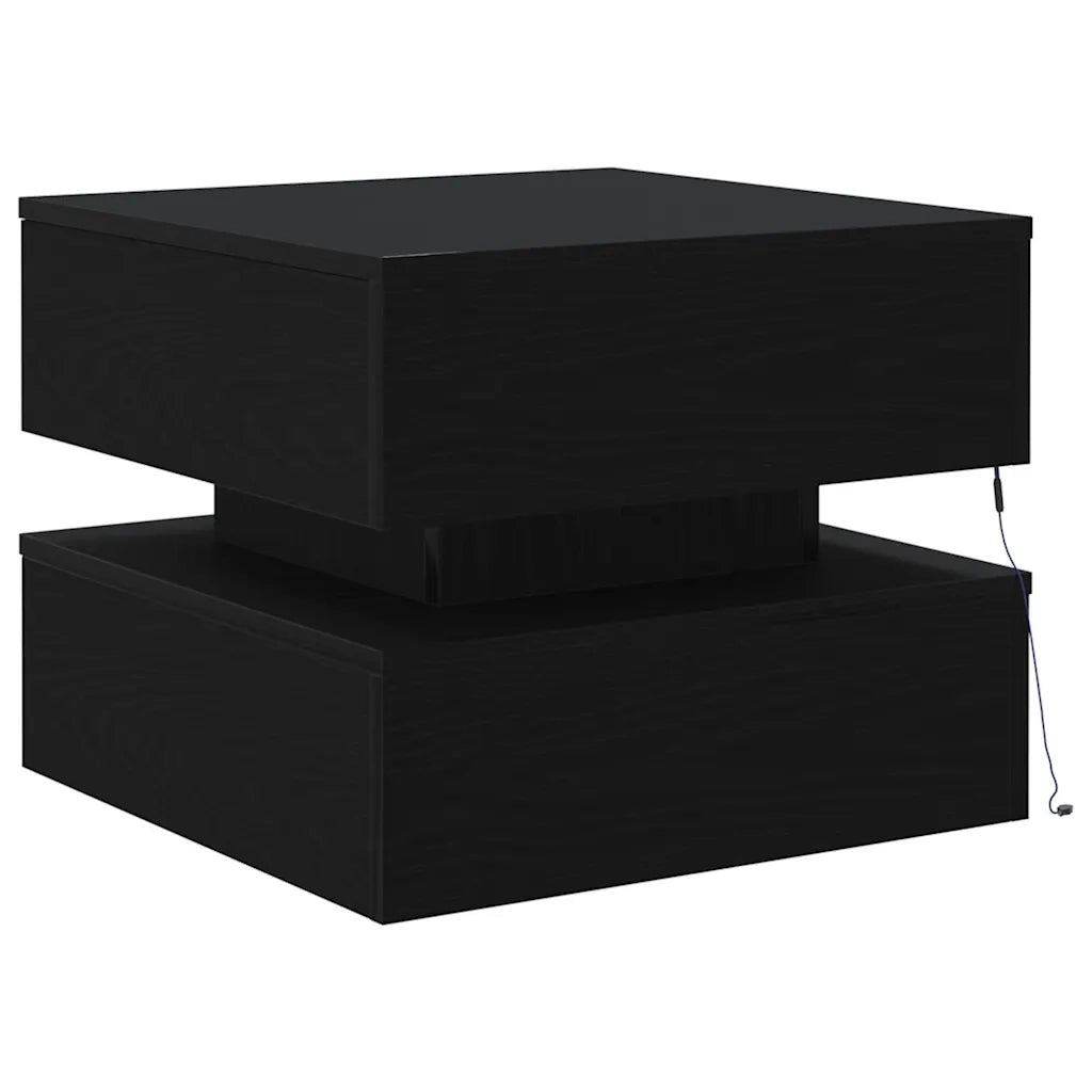 Tavolino da Salotto con Luci LED Rovere Nero 50x50x40 cm 862257
