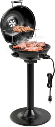 Grill Elettrico per BBQ, Grill Portatile Verticale con Griglia Scaldavivande Rimovibile Antiaderente, Temperatura Regolabile, 1600 W per BBQ, Festa, Campeggio