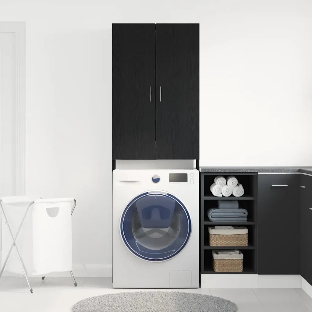 Mobile per Lavatrice Rovere Nero 64x25,5x190 cm CFW7927672