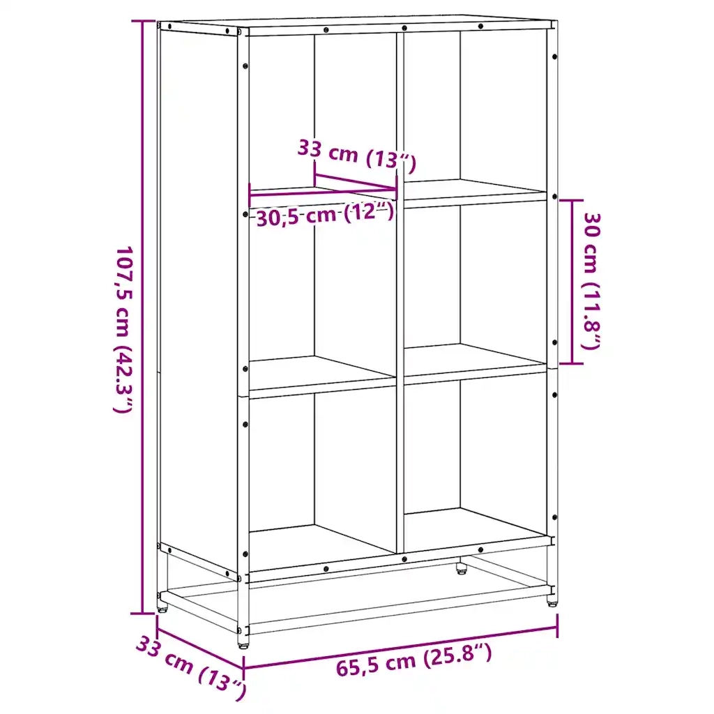Libreria Rovere Fumo 65,5x33x107,5 cm in Legno Multistrato