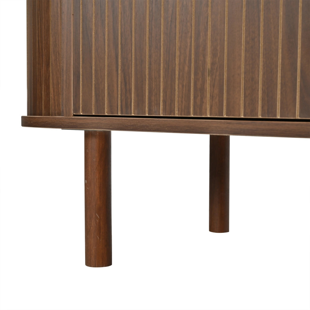 Credenza e madia con 3 ante a onde e 2 vani aperti, per soggiorno, in truciolare, noce, 160 × 40 × 78,5 cm