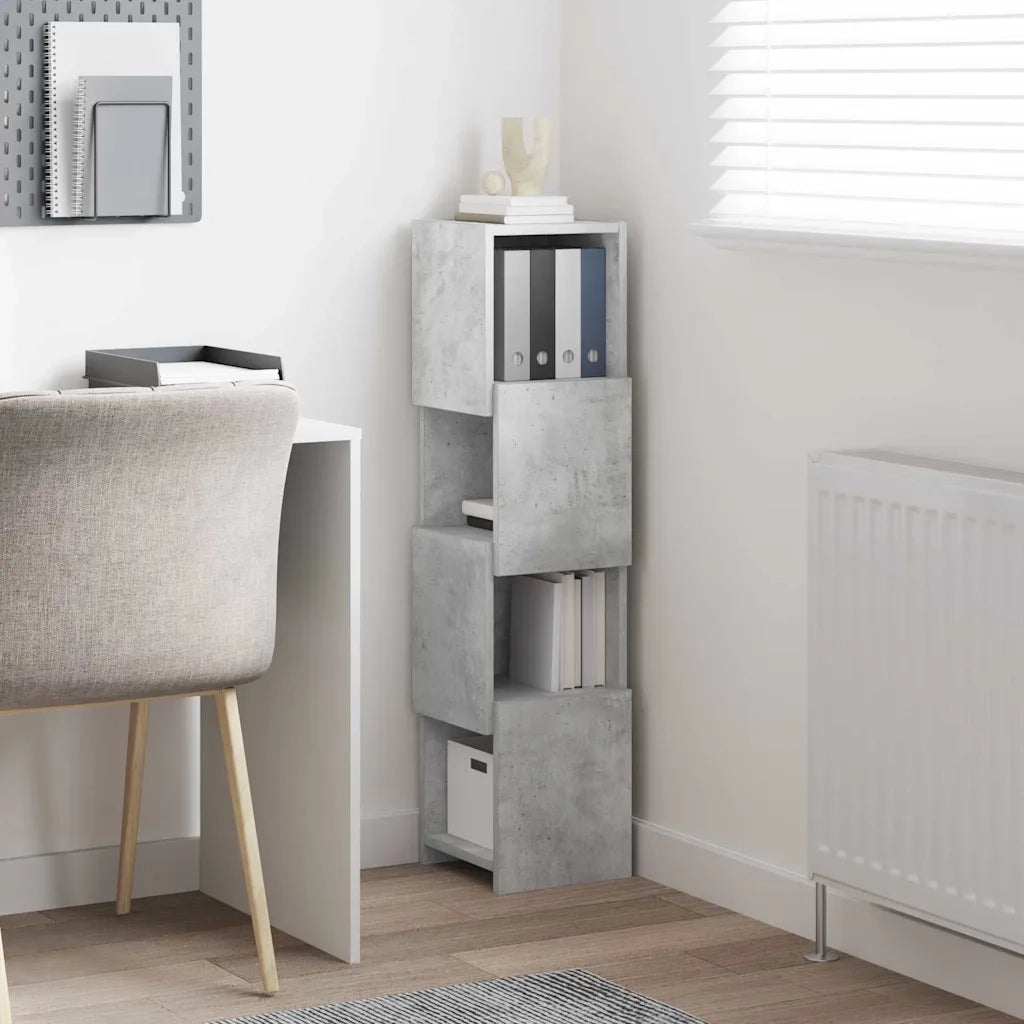 Mobile angolare Grigio cemento 25,5x25x102cm Legno multistrato 889808