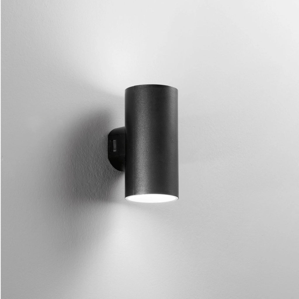 APPLIQUE BIEMISSIONE LED POLO NERA TONDA 16W 1960LM CCT 3000K / 4000K IP65 7,8X9,9X16,2CM