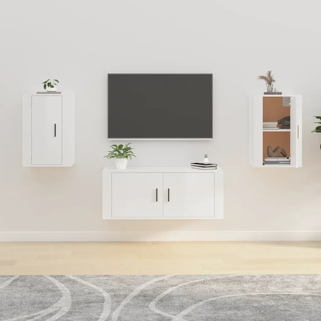 Mobili Porta TV a Parete 2 pz Bianco Lucido 40x34,5x60 cm 816661