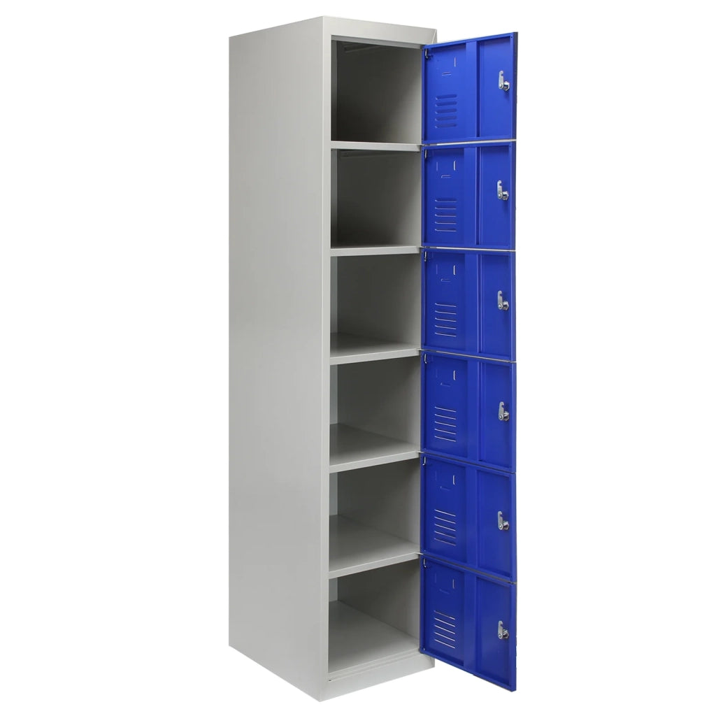 3 Armadietti da Montare con 6 Porte Blu Acciaio per Scuole Palestre Spogliatoi