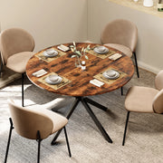 Tavolo da Pranzo Rotondo ?120 cm Stile Industriale ¨C MINIMAL ¨C Legno Marrone/Nero, Gambe a X