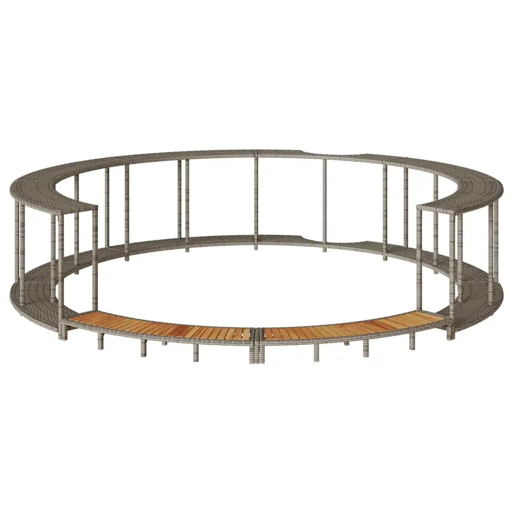 vidaXL Bordo per Vasca Spa con Portaoggetti&Gradino Polyrattan Grigio