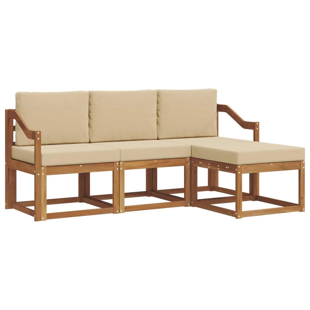 Set di divani da esterno con cuscino 4 pcs Naturale e Beige