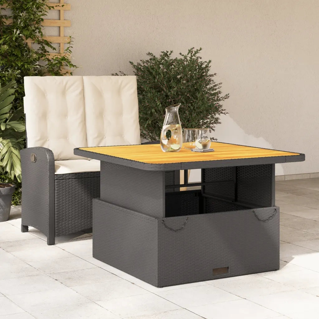 Set da Pranzo da Giardino 2 pz con Cuscini Nero in Polyrattancod mxl 114574