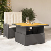 Set da Pranzo da Giardino 2 pz con Cuscini Nero in Polyrattancod mxl 114574