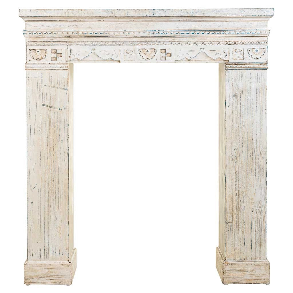 Cornice camino in legno bianco 100x30x110h