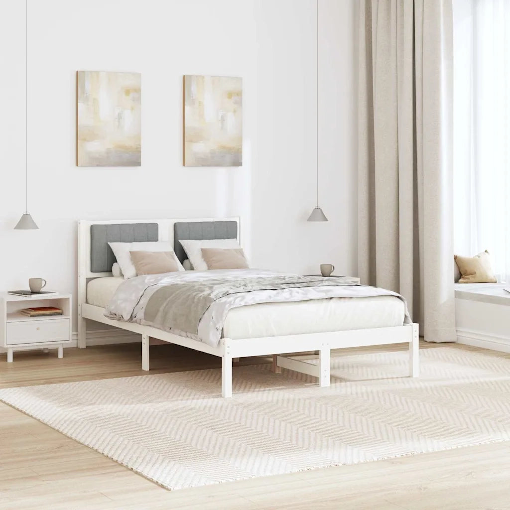 Letto con Testiera Rivestita Grigio chiaro 120 x 200 cm