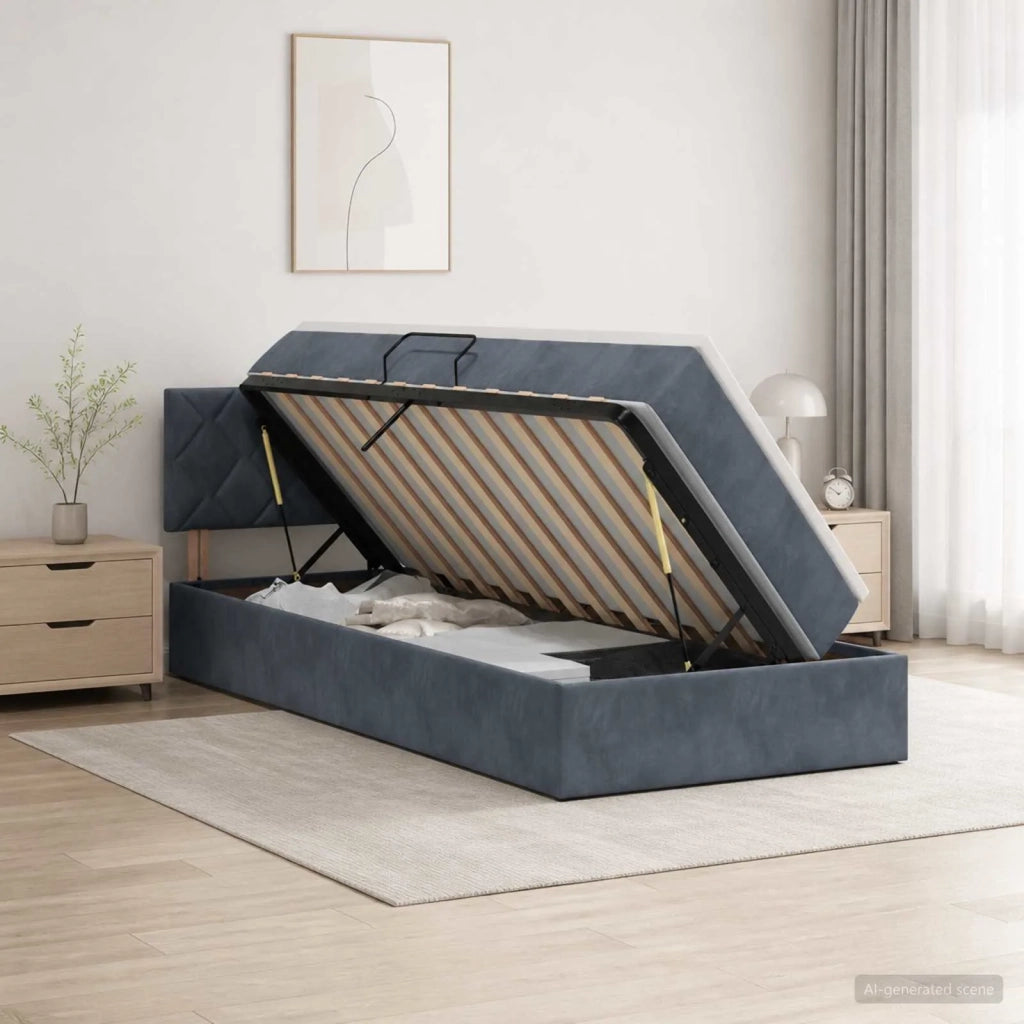 Letto con Contenitore Grigio Scuro 100 x 200 cm Velluto 3458848