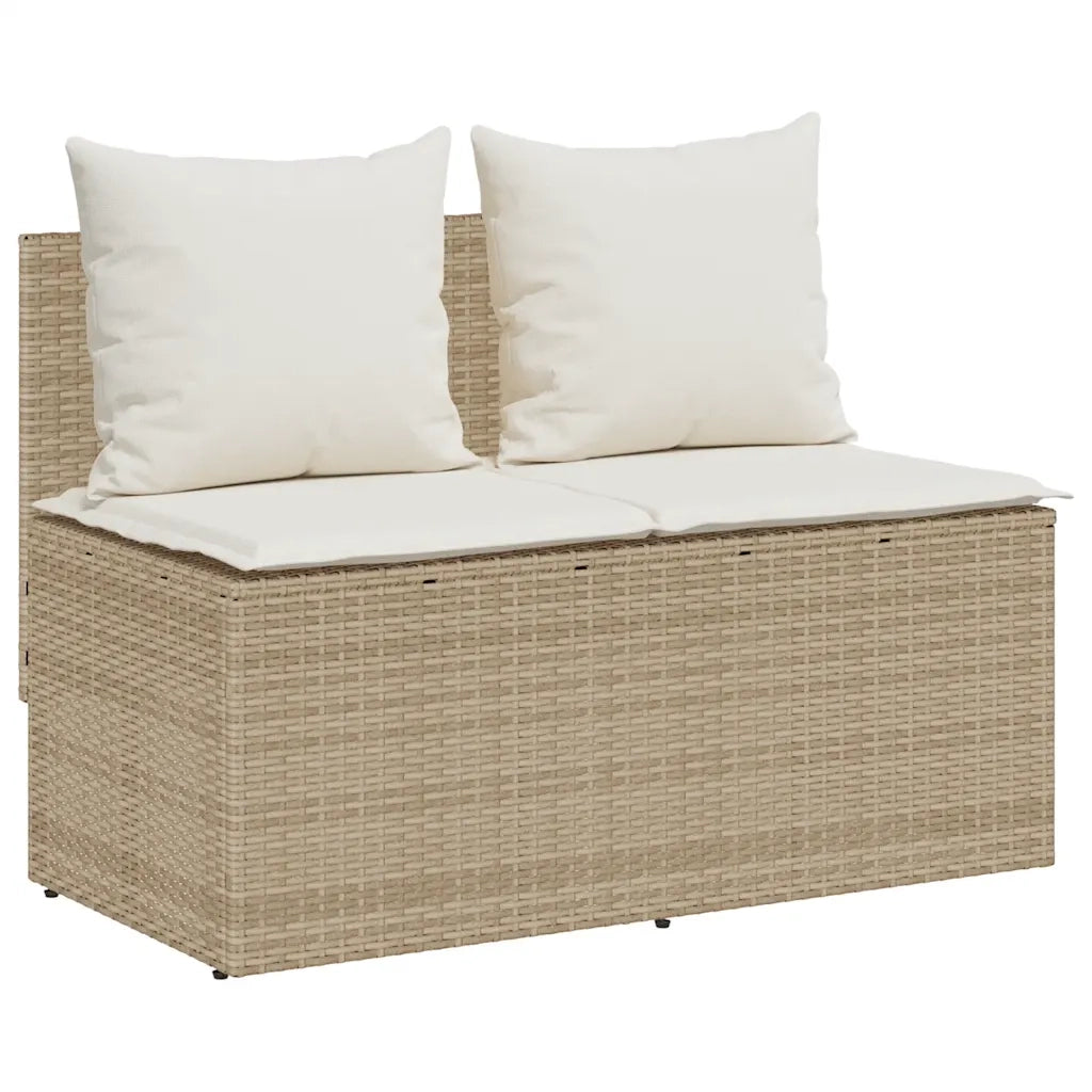 Set da Pranzo da Giardino 3 pz con Cuscini Beige in Polyrattan