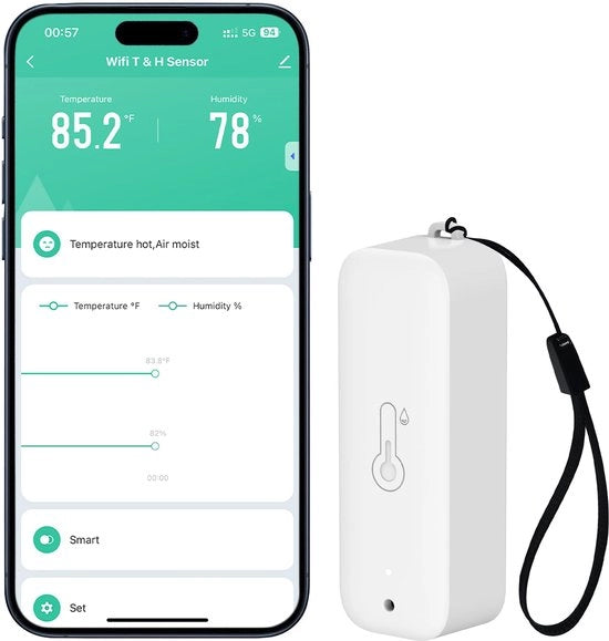 Sensore di Temperatura e Umidità WiFi - Termometro e Idrometro Sensore a Rete per Indoor e Outdoor con Notifica di Allarme per Serre e Cantine del Vino