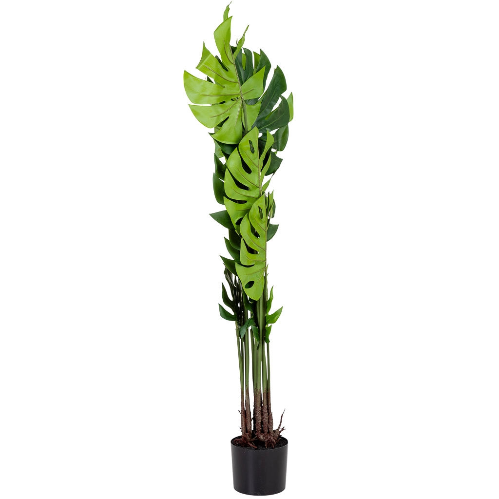 Pianta decorativa artificiale con 12 foglie verde 90x90x127