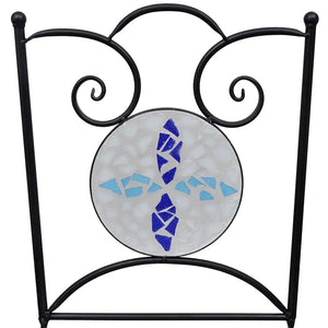 Sedie da Bistrot Pieghevoli 2 pz in Ceramica Blu e Bianco 41531