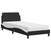 Letto singolo | Letto per adulti | Letto con Materasso Dover Nero e Bianco 90x200 cm in Similpelle