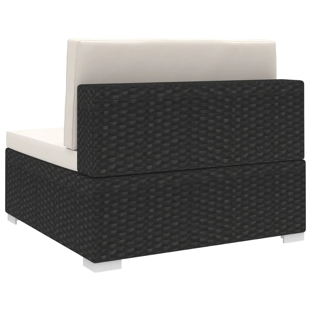 Seduta Centrale Modulare con Cuscini in Polyrattan Nero 48289