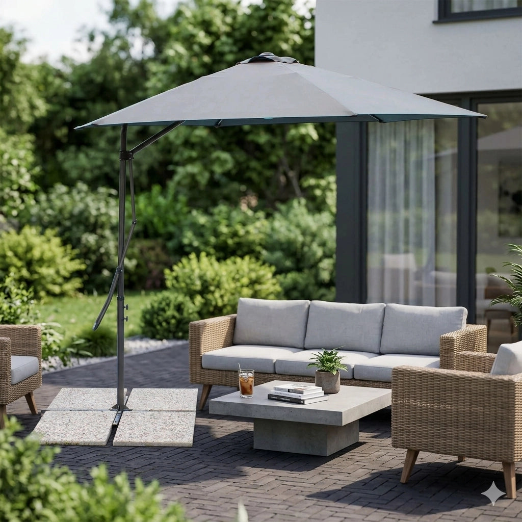 Ombrellone da Giardino Zenith Decentrato 2x3 m in Acciaio Grigio