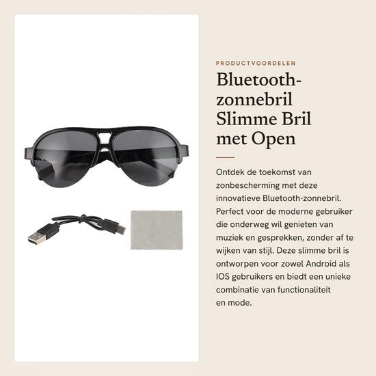 Bracciale Bluetooth con Orecchini Aperti - Nero - Adatto per Android - Traduzione in 137 Lingue - Funzionalità di Chiamata e Musica