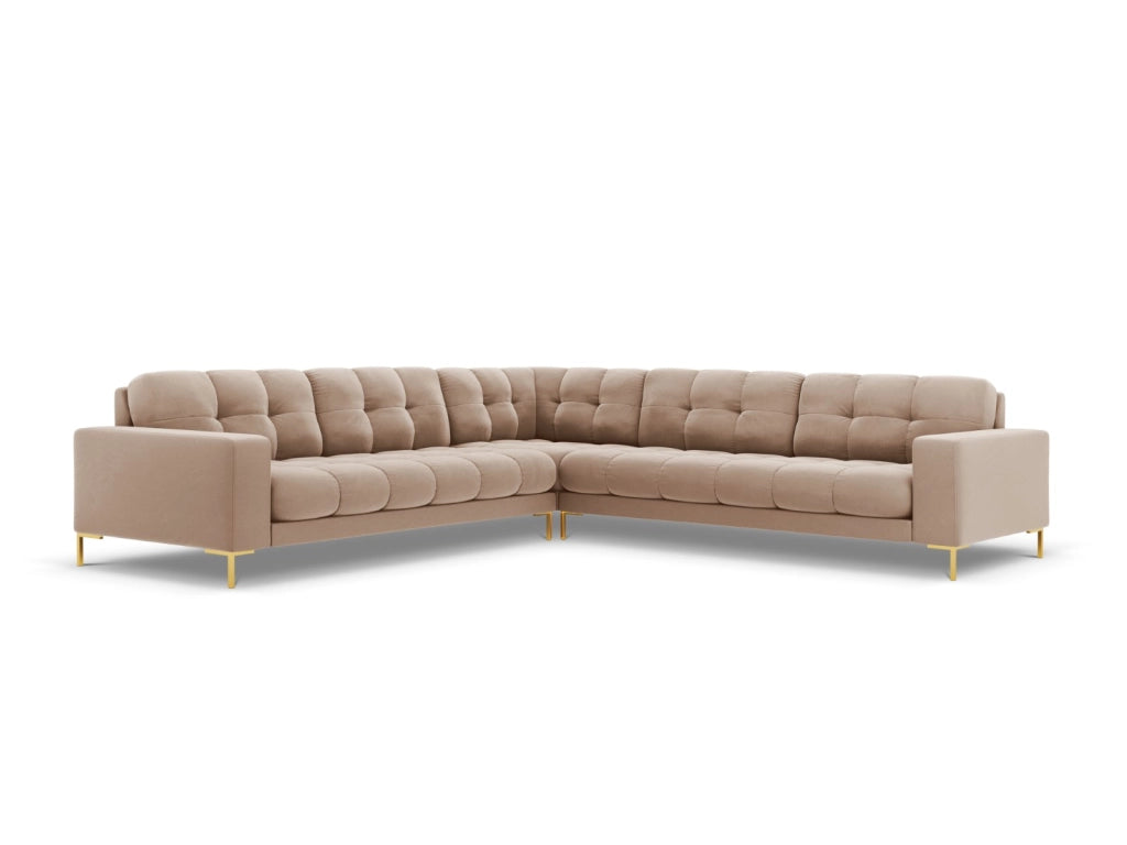 Cosmopolitan Design - Divano angolare reversibile "Bali" 6 posti in velluto beige 