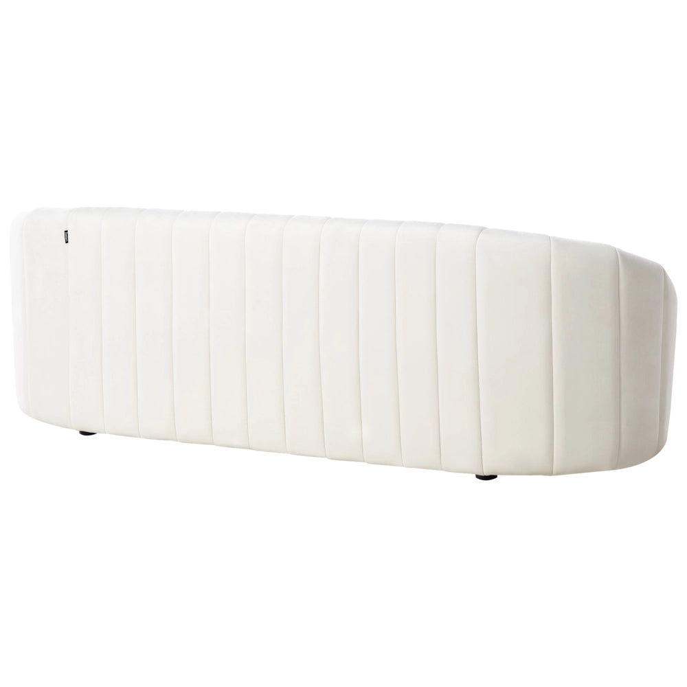 Divano 3 posti in velluto bianco sporco Design contemporaneo e retrò Seduta imbottita e schienale basso