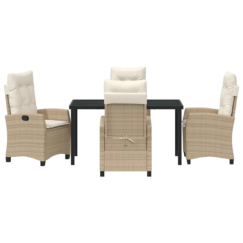 Set da Pranzo per Giardino con cuscino 5 pcs Beige polyrattan 3380395