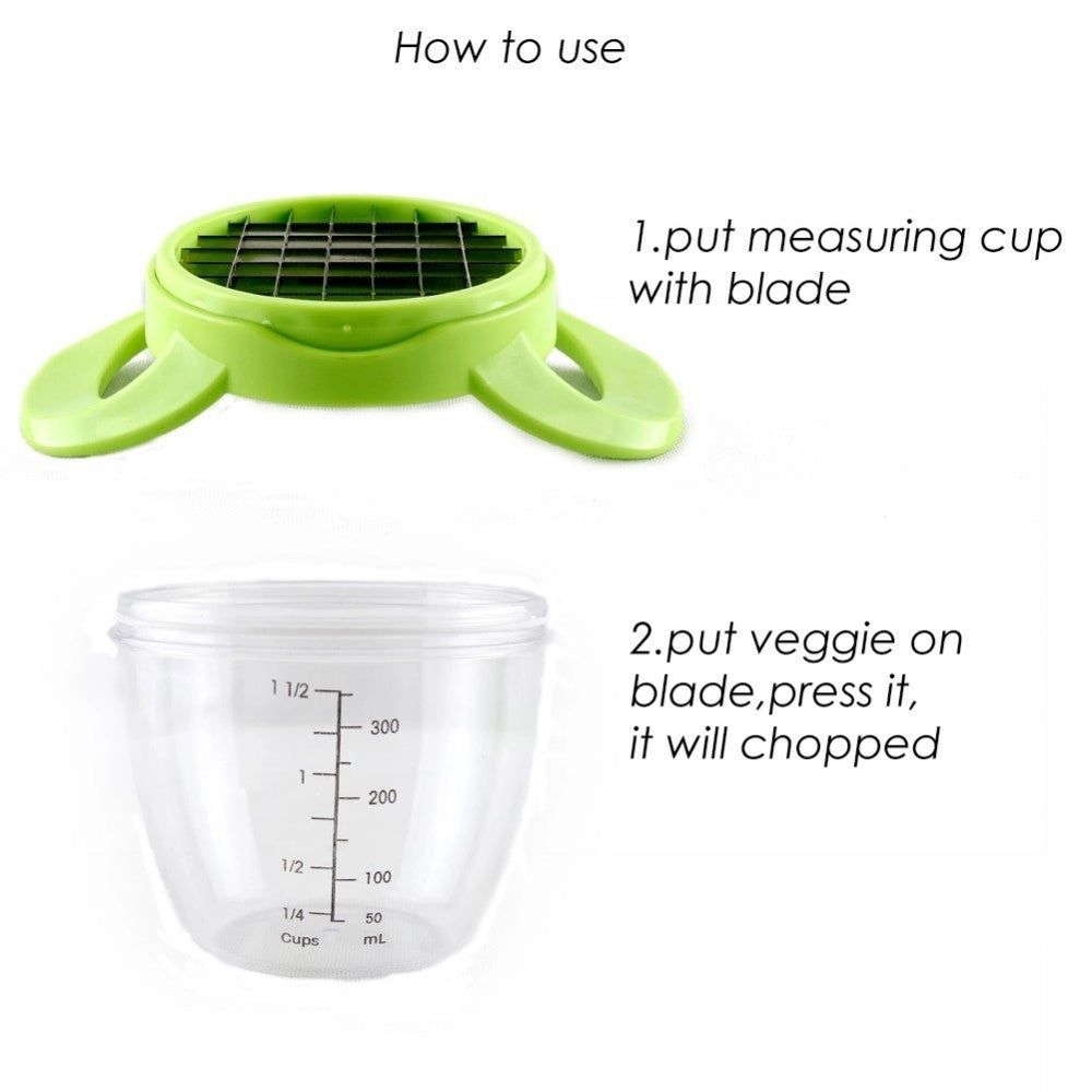 Trade Shop - Affetta Verdure Chopper Trita Sminuzza Frutta Con Recipiente In Vetro Slice Dice -