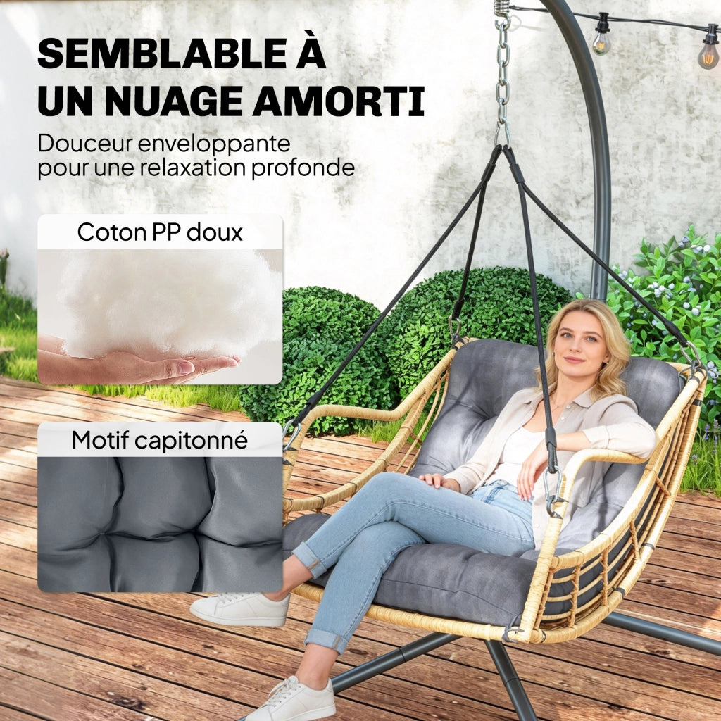 Sedia sospesa in resina intrecciata ¨C zephmum ¨C Grigio