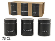 Set 3 Barattoli da Cucina – 75 cl COLORE: NERO