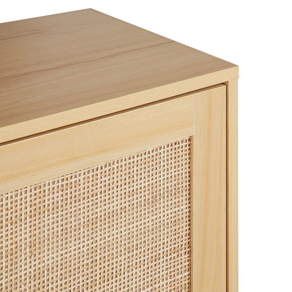Cassettiera con 2 ante in rattan marrone chiaro stile stile boho soggiorno camera da letto