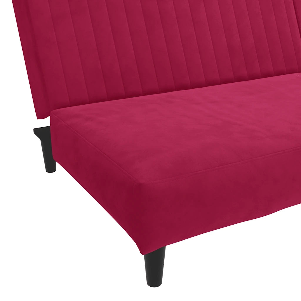 Divano Letto a 2 Posti Rosso Vino in Velluto 375931