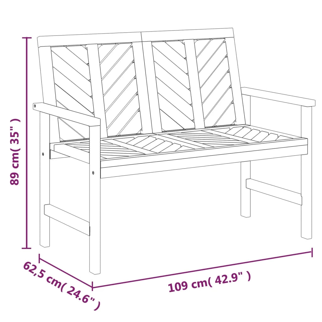 Panca da Giardino 109 cm in Legno Massello di Acacia 362234