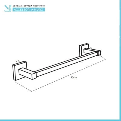 Set accessori a muro 6 pezzi in vetro e acciaio nero opaco e viti incluse  Levante