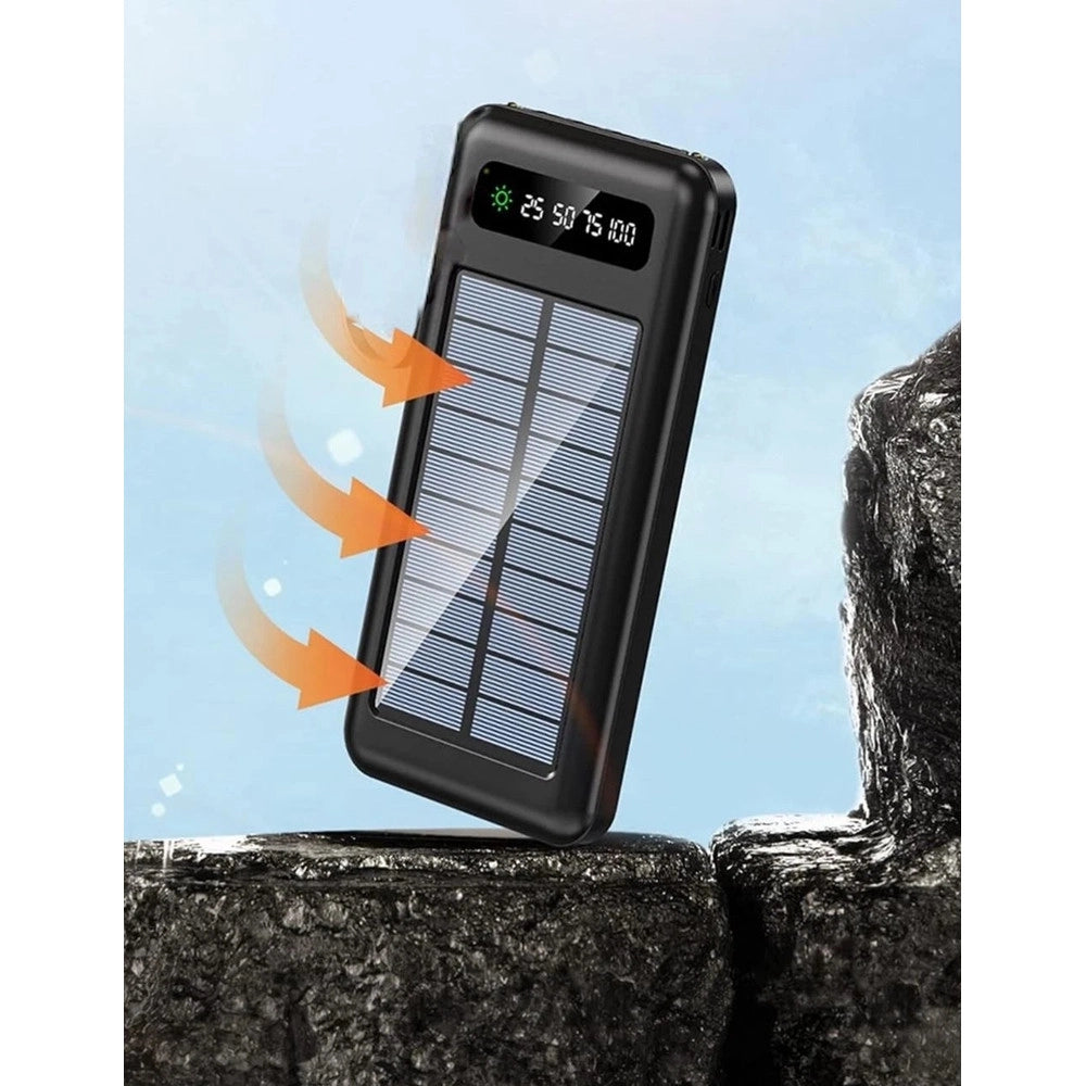 Trade Shop - Caricabatteria Power Bank Solare 20000mah Batteria Esterna Portatile Con Cavi Integrati -
