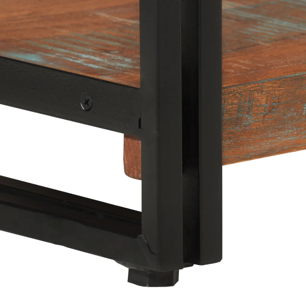 Libreria 3 Livelli 77x30x80 cm Legno Massello Recupero e Ferro 351109