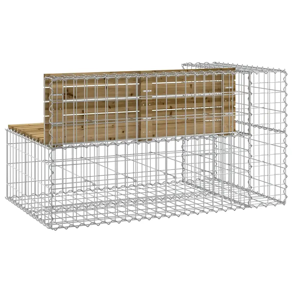 Panca da Giardino Design Gabbione-Sgabello-Panca da esterno 122x71x65,5cm Pino Impregnato