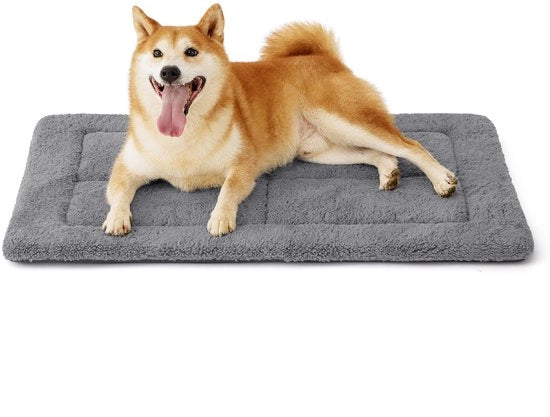 Matrimoniale Cuscino per Cani di Medie Dimensioni - 89x56 cm Cuscino per Cani di Medie Dimensioni con Alta Densità Schiuma, Placca Sherpa Cuscino per Cani, Grigio