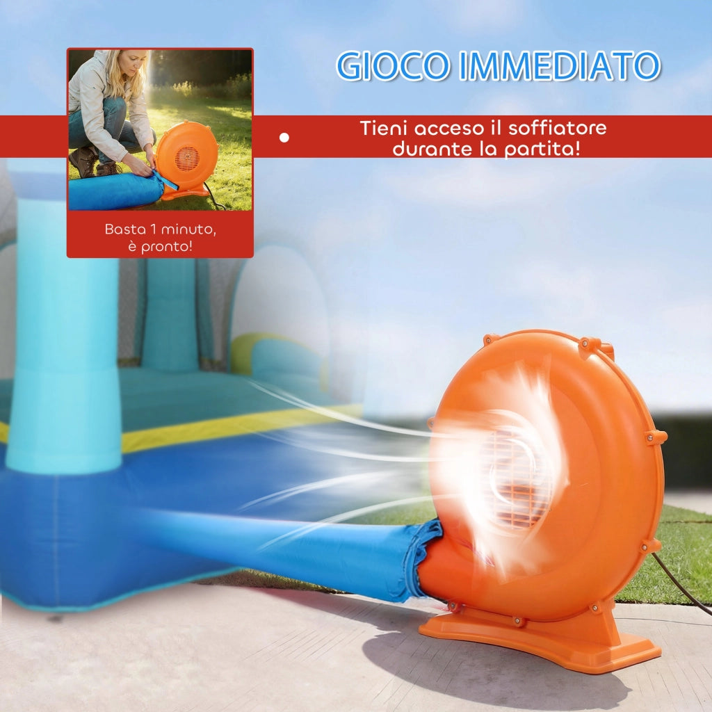 Castello Gonfiabile Bambini con Scivolo e Trampolino ¨C zephmum ¨C Blu 3-8 Anni