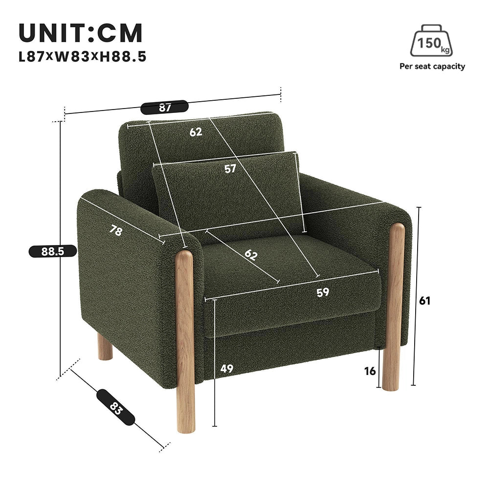 Poltrona moderna - Xylo - Con braccioli e cuscino spesso, verde