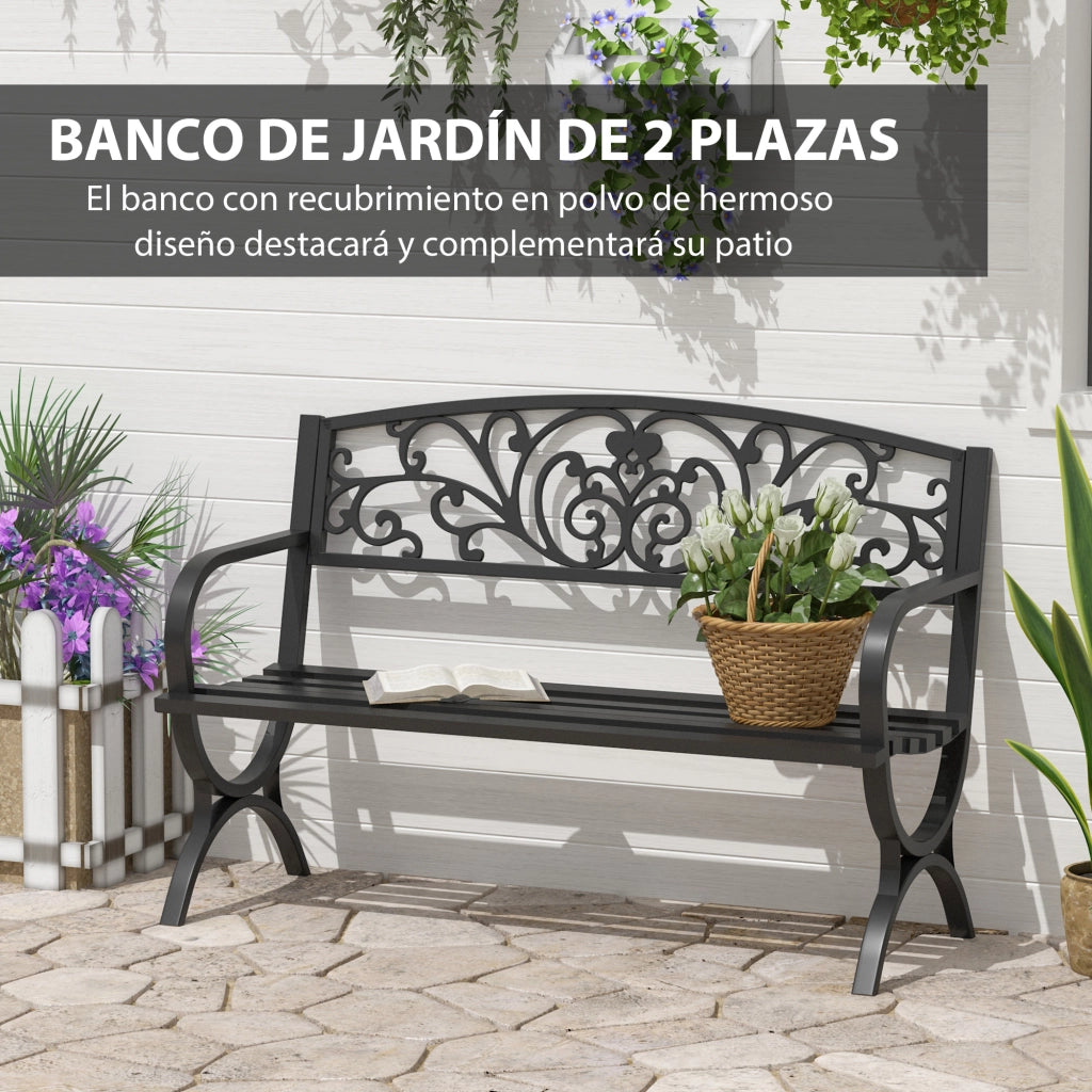 Panchina da Giardino 2 Posti ¨C ZephMum ¨C Ferro Nero 127x60x85cm