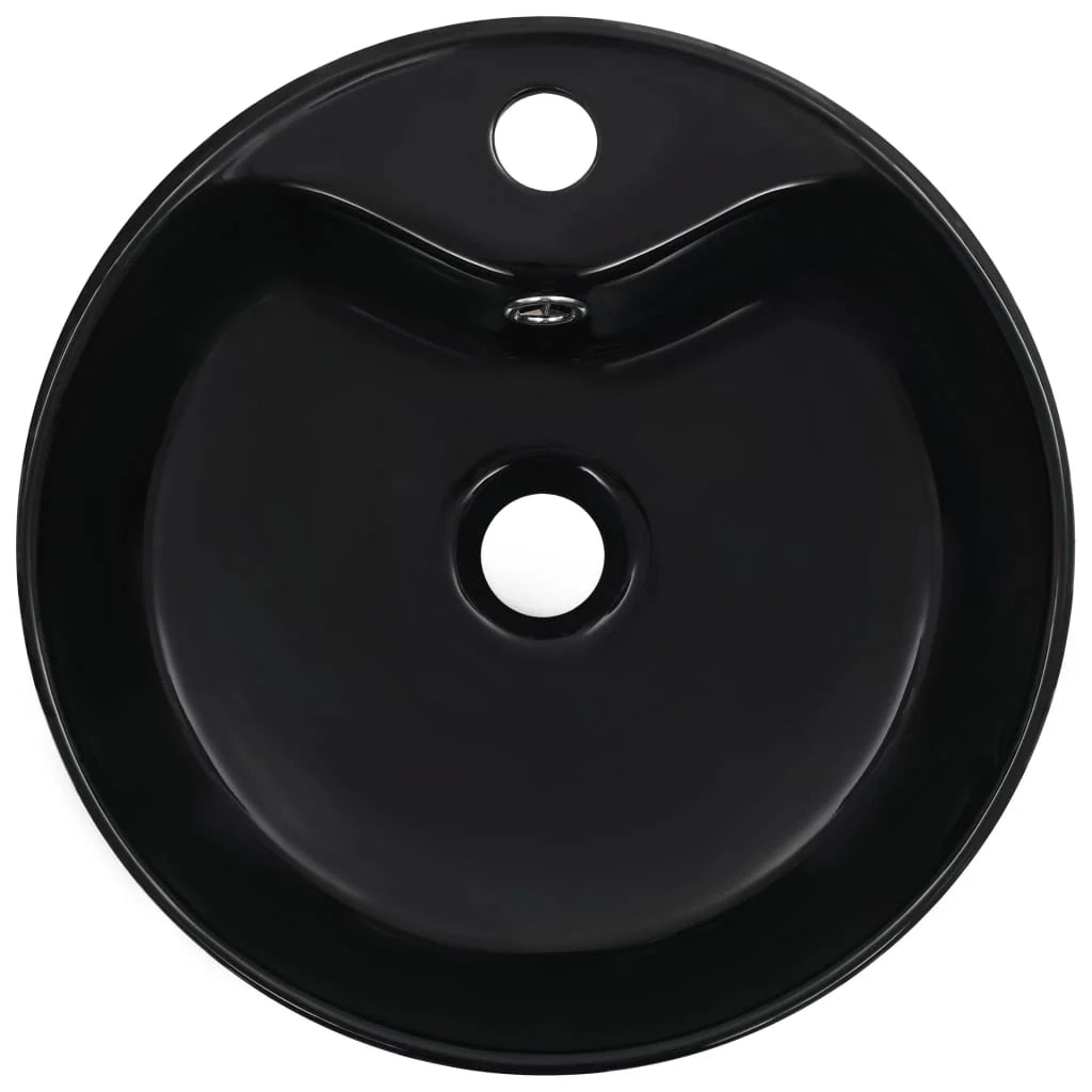 Lavabo con troppopieno lavabo da appoggio interno bagno cabina doccia cabina WC 36 x 13 cm ceramica nero 02_0002621